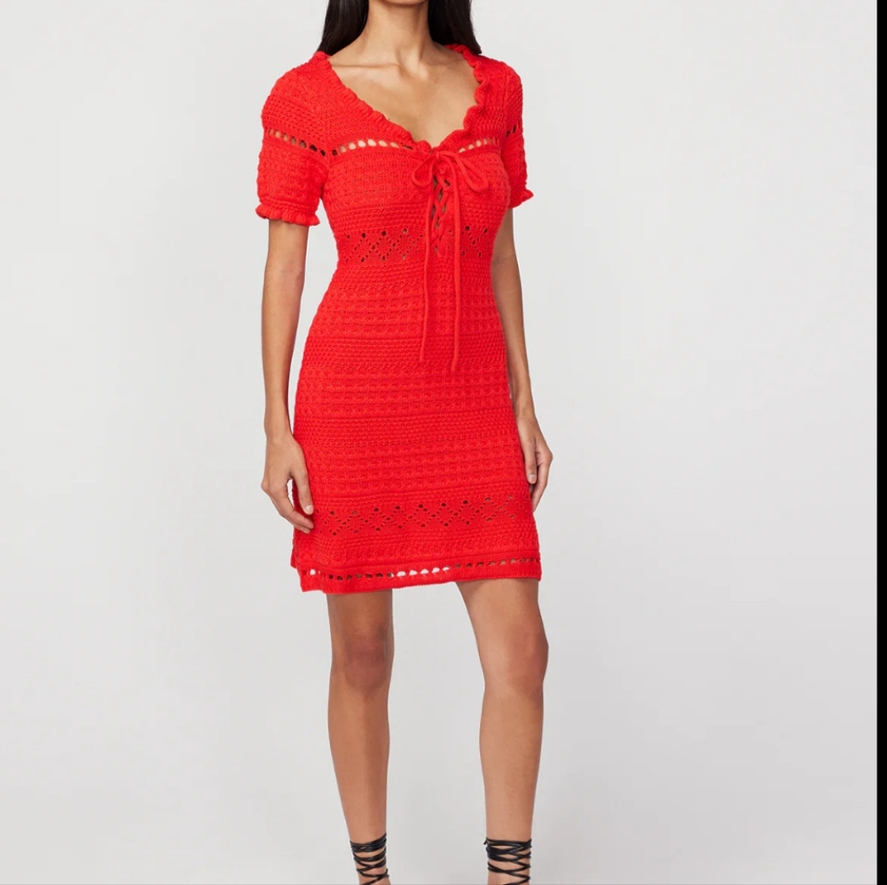 Kitri‎ Leonie Red Crochet Mini Dress